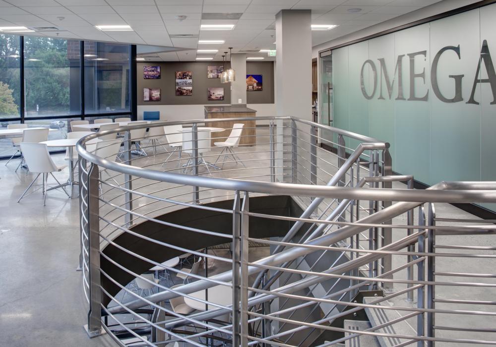 Omega's stairwell that connects their two floors